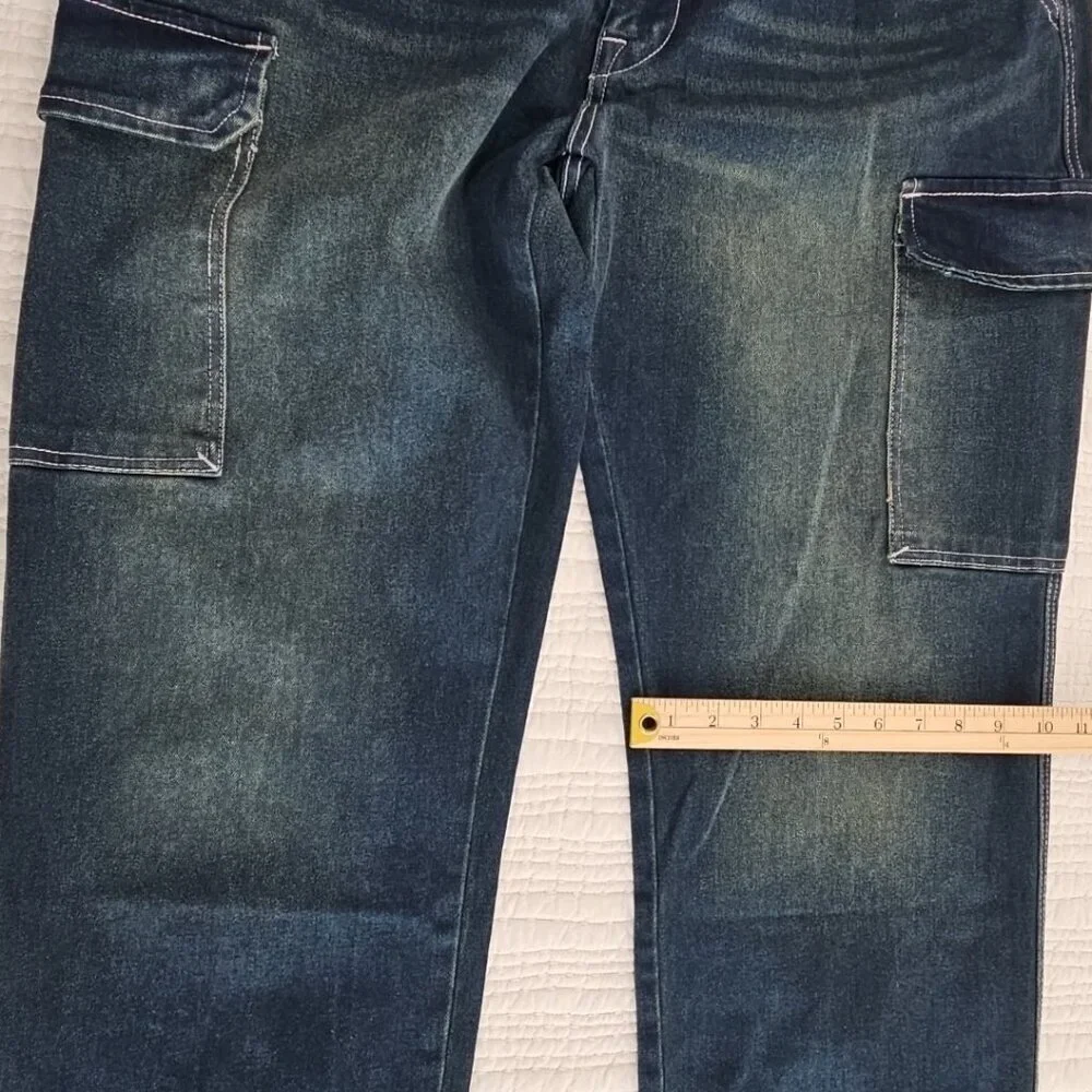 True‎ Religion Cargo Jeans Men's 36x32 NWT Medium Wash Wide Leg Relaxed Fit NEW